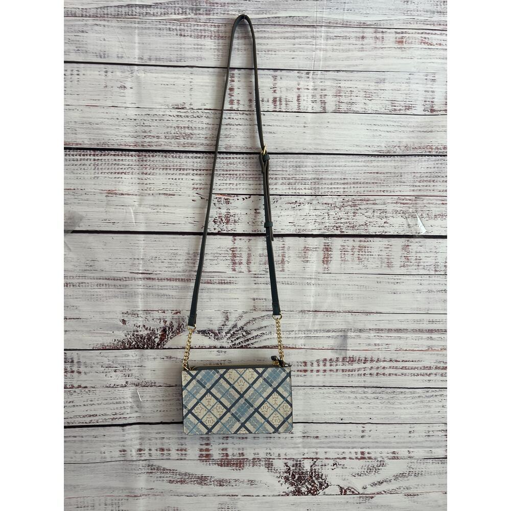 Nanette Lepore Crossbody Purse Wallet Blue Cream Gold - Picture 3 of 13